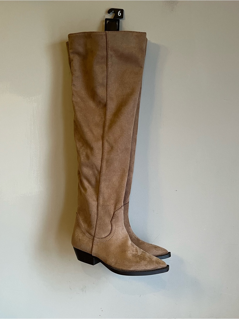 Time and Tru Women’s Tall Faux Suede Knee-High Boots - Tan Size 6